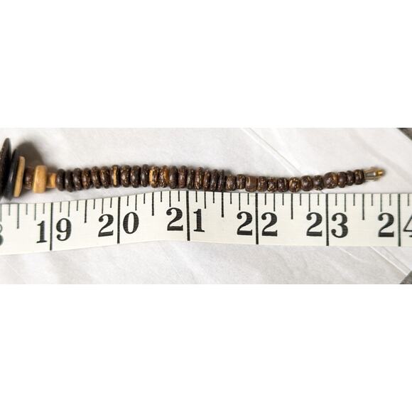 Tribal Statement Bib Necklace FOLK ART WOOD SAFARI offset cheetah nut shell bead - Picture 2 of 6